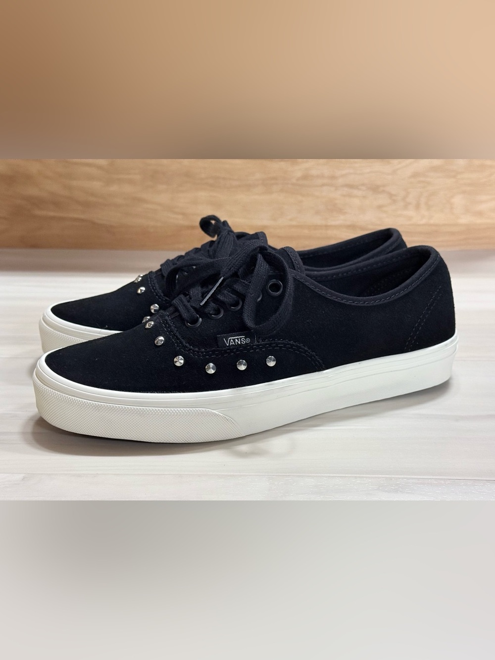 🔥 Vans Authentic Spikes Skate Shoe, Black Suede Lace-ups with Silver Studs
